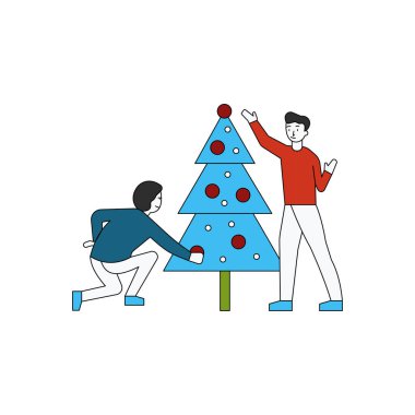 Çocuklar Noel ağacını süslüyor..