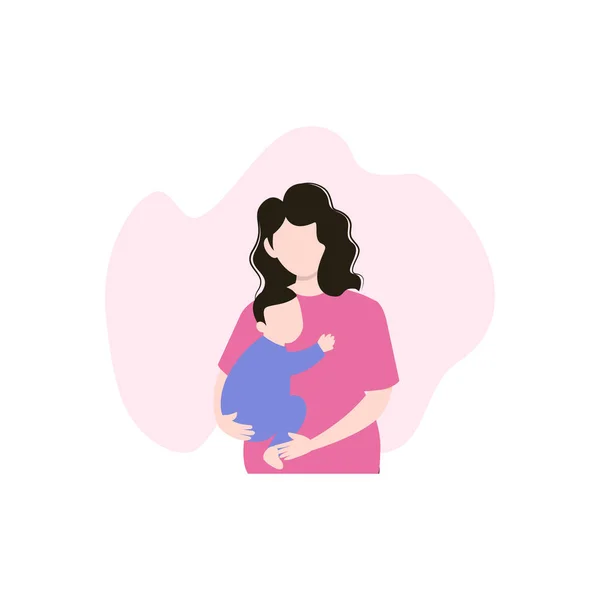 Gamin Embrassé Mère — Image vectorielle