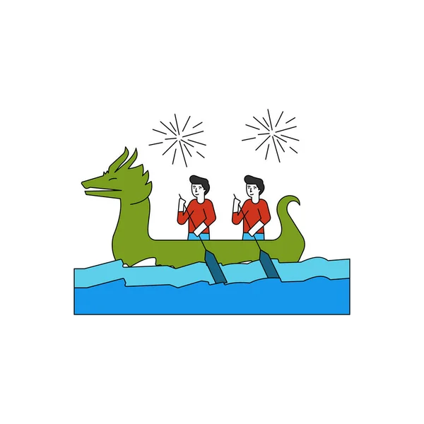 Хлопці Беруть Участь Перегонах Dragon Boat Race — стоковий вектор