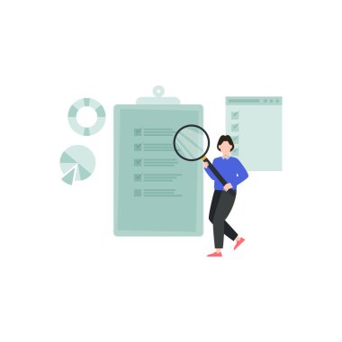 Çocuk elinde büyüteçle panonun yanında duruyor..