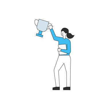 Kız kupayı elinde tutuyor..