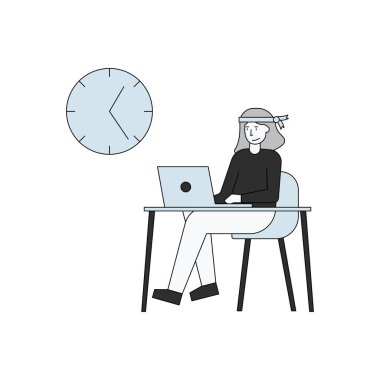 Kız laptopta kafası bağlı çalışıyor..