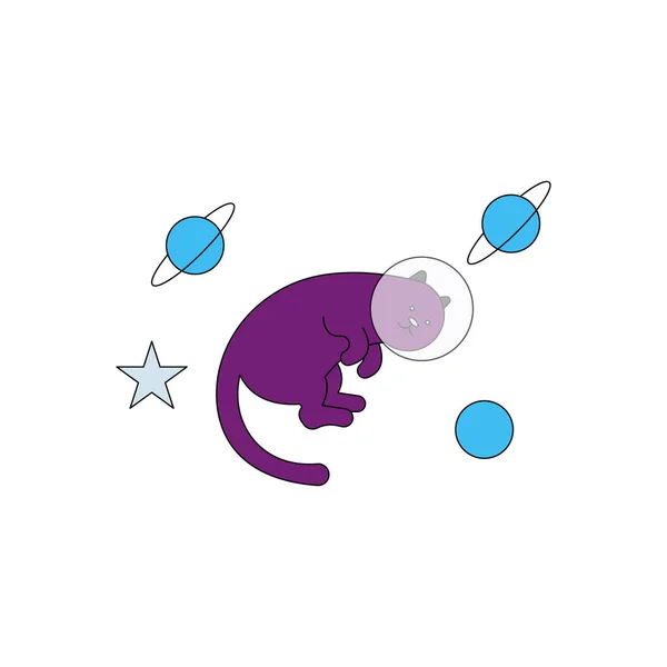 Kot Śpi Kosmosie — Wektor stockowy