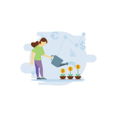 Dolar bitkisini sulayan kız..