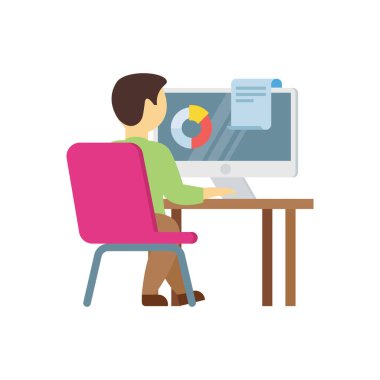 Çocuk bilgisayarda çalışıyor..