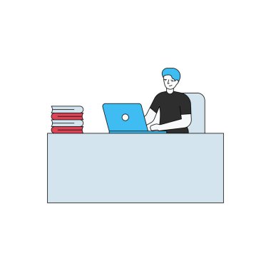 Çocuk masasında çalışıyor..