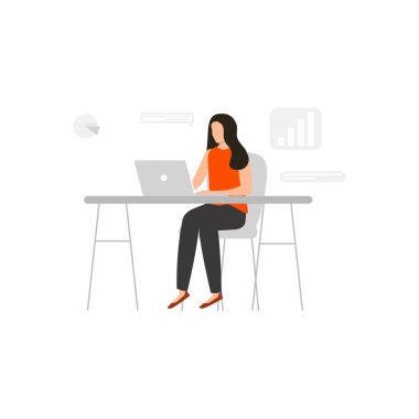 Kız laptopuyla çalışıyor..