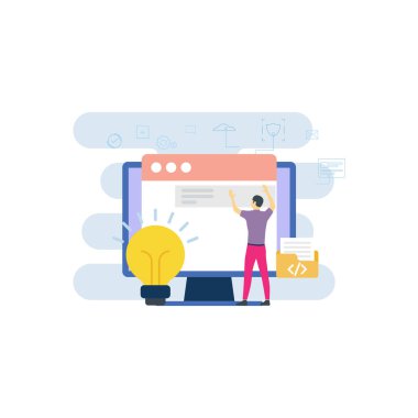 Çocuk web sayfası üzerinde çalışıyor..