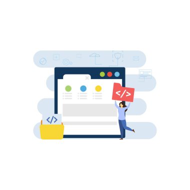 Kız elinde bir kodlama klasörüyle duruyor..