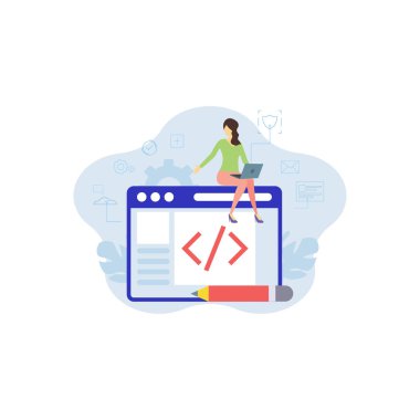 Kız web sayfası kodlaması üzerinde çalışıyor..