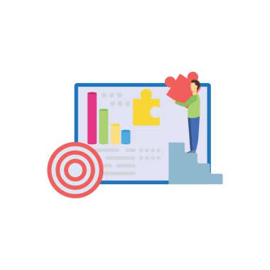 Çocuk bir bulmacanın parçasıyla ayakta duruyor..