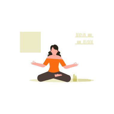 Kız rahatlamak için meditasyon yapıyor..