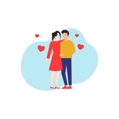 Kız oğlana sarılıyor..