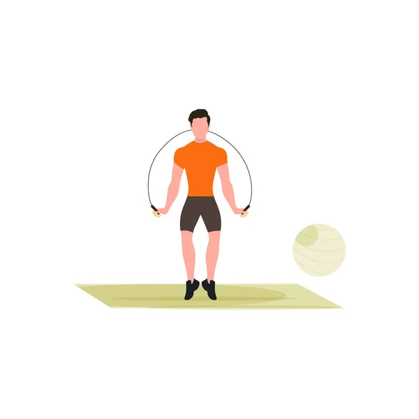 Boy Practicing Jumping Rope — Stock Vector