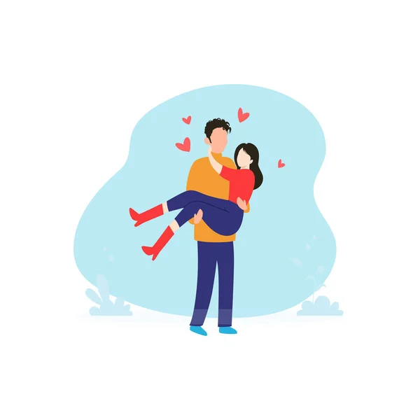 Boy Holding Girl His Arms — Stock Vector