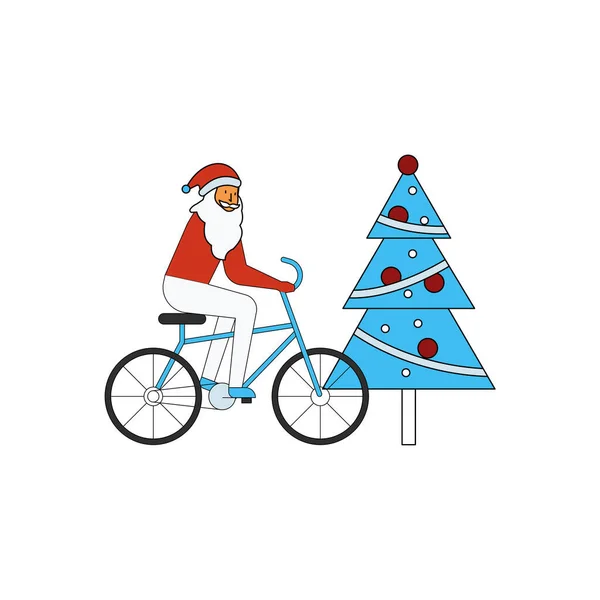 Père Noël Est Sur Vélo — Image vectorielle