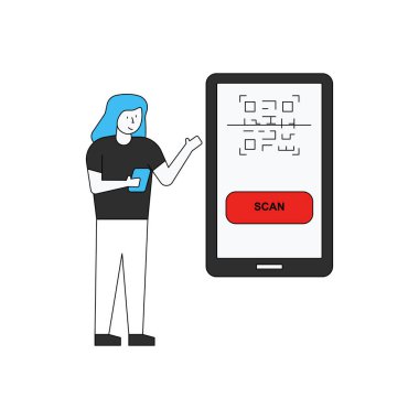 Kız QR kodunu tarıyor..