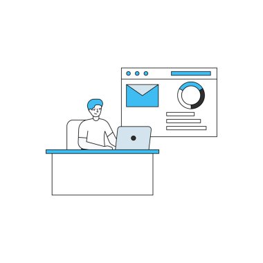 Çocuk bir web sayfası çizelgesi üzerinde çalışıyor..