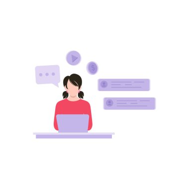 Kız laptopunu kullanıyor..