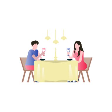 Çift masada oturuyor ve içki içiyor..