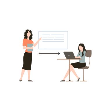 Çalışanlar güvenli bir mesafeden birbirleriyle konuşuyorlar..