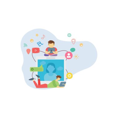 Oğlanlar sosyal medyadan kız arkadaşlarıyla konuşuyorlar..