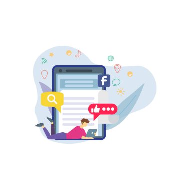 Çocuk yatıyor ve ipad 'ini kullanıyor..