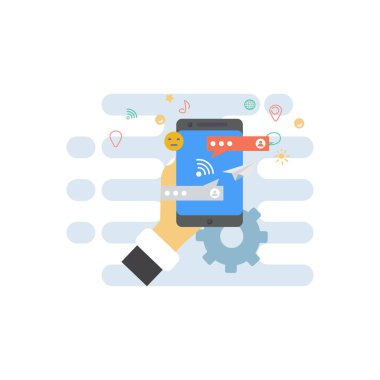 Kullanıcı cep telefonuyla sohbet ediyor..