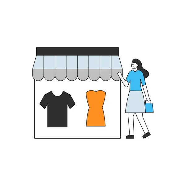 Fille Faire Shopping Magasin — Image vectorielle