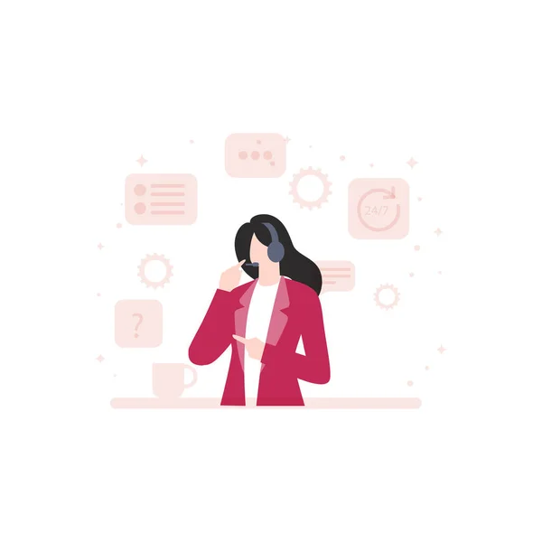 Chica Está Hablando Con Cliente — Vector de stock