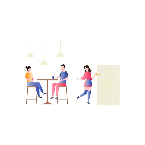Couple Having Drinks Table — Stock Vector