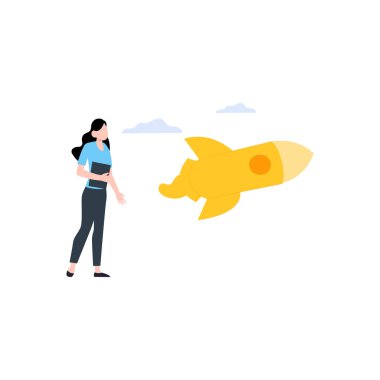 Kız bir roket üzerinde çalışıyor..