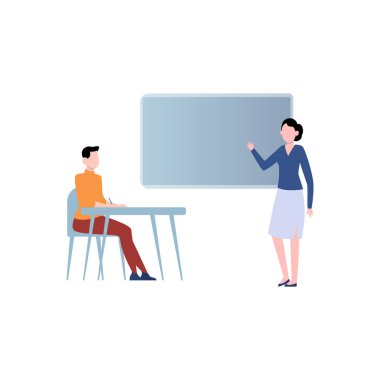 Öğretmen öğrencilere öğretir..