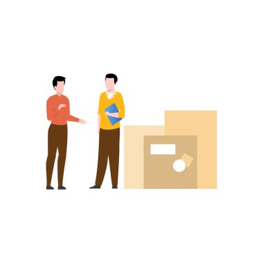 Çocuklar paketlerin yanında duruyor..