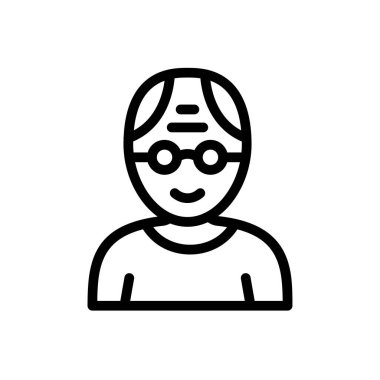 Şeffaf bir arkaplan üzerinde yaşlı adam vektör çizimi. Premium kalite semboller. Konsept ve grafik tasarım için ince çizgi simgesi.