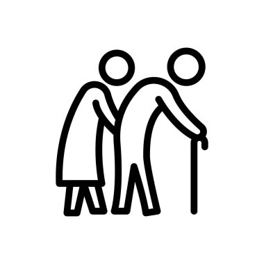 Şeffaf bir arkaplan üzerinde yaşlı çift vektör çizimi. Premium kalite semboller. Konsept ve grafik tasarım için ince çizgi simgesi.