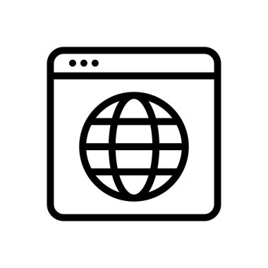 Saydam bir arkaplan üzerinde web sayfası vektör illüstrasyonu. Konsept ve grafik tasarımı için ince çizgi simgesi..