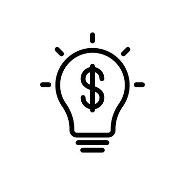 Saydam bir arkaplan üzerinde dolar fikri vektör illüstrasyonu. Konsept ve grafik tasarım için ince çizgi simgesi..