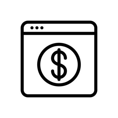 Saydam bir arkaplan üzerinde çevrimiçi ödeme vektör illüstrasyonu. Konsept ve grafik tasarım için ince çizgi simgesi..