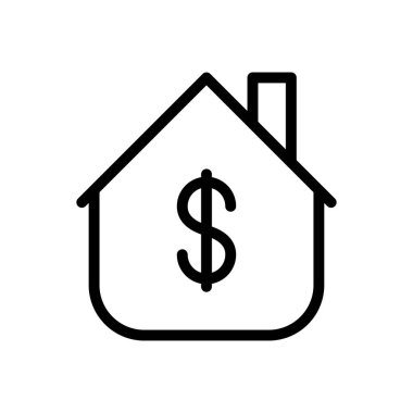 Saydam bir arkaplanda dolar evi vektör çizimi. Konsept ve grafik tasarım için ince çizgi simgesi..