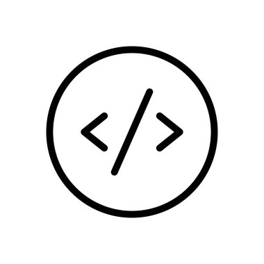 Şeffaf bir arkaplanda vektör çizimi kodlaması. Premium kalite sembolleri. Konsept ve grafik tasarım için ince çizgi simgesi. 