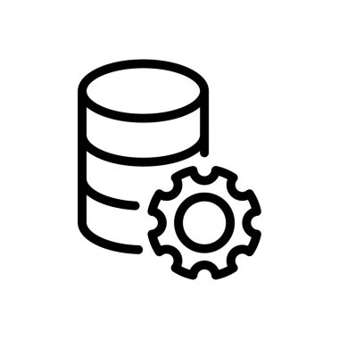 veritabanı, şeffaf bir arkaplan üzerinde vektör illüstrasyonu ayarlıyor.Premium kalite sembolleri. Konsept ve grafik tasarım için ince çizgi simgesi.