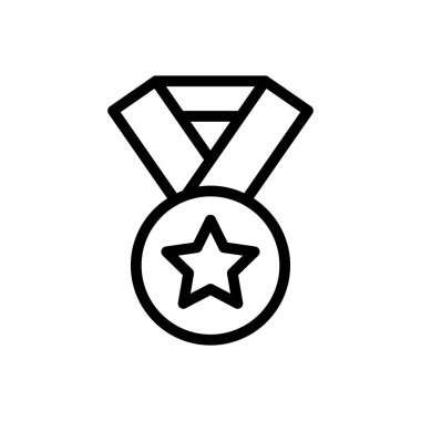 Şeffaf bir arkaplanda madalya vektörü çizimi. Konsept ve grafik tasarım için ince çizgi simgesi.. 