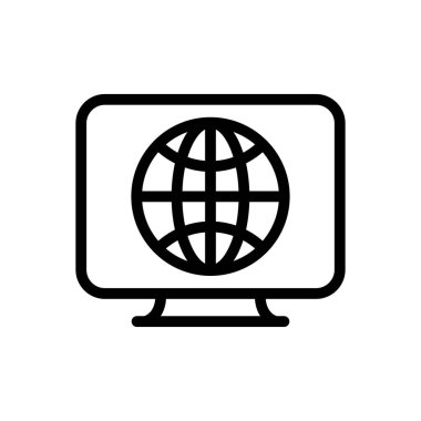 Saydam bir arkaplan üzerinde ekran vektör çizimi. Premium kalite semboller. Konsept ve grafik tasarım için ince çizgi simgesi.