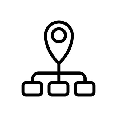 Şeffaf bir arkaplanda konum vektör çizimi. Konsept ve grafik tasarım için ince çizgi simgesi..