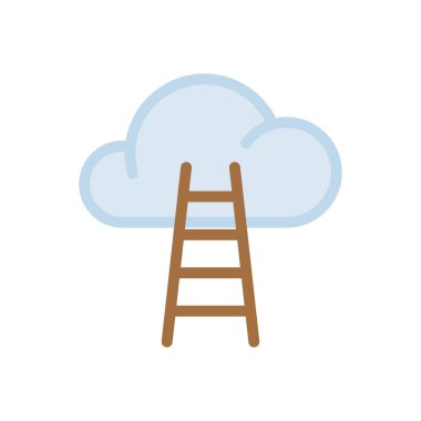 Saydam bir arkaplan üzerinde bulut merdiveni vektör çizimi. Konsept ve grafik tasarımı için premium kalite simgeleri..