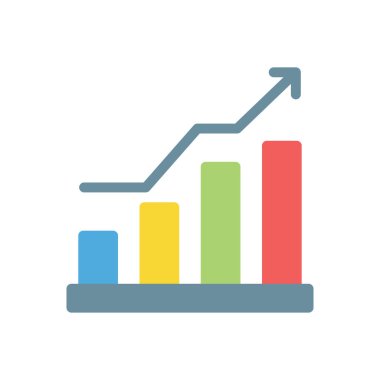 Saydam bir arkaplan üzerinde grafik büyüme vektörü illüstrasyonu. Konsept ve grafik tasarımı için premium kalitesi simgeleri..