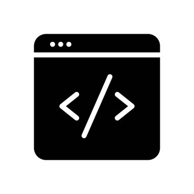 Saydam bir arkaplan üzerinde web sayfası kodlama vektör illüstrasyonu.Konsept ve grafik tasarım için mükemmel kalite sembolleri..
