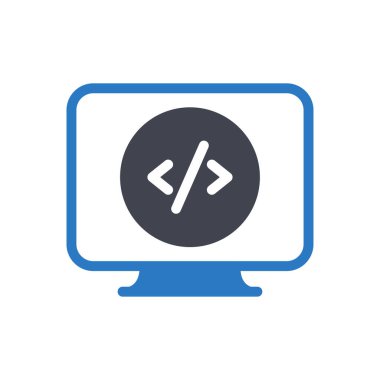 Şeffaf bir arkaplan üzerinde ekran kodlama vektör illüstrasyonu. Konsept ve grafik tasarımı için özel kalite semboller..