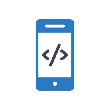 Şeffaf bir arkaplan üzerinde mobil kodlama vektör illüstrasyonu. Konsept ve grafik tasarımı için özel kalite semboller..